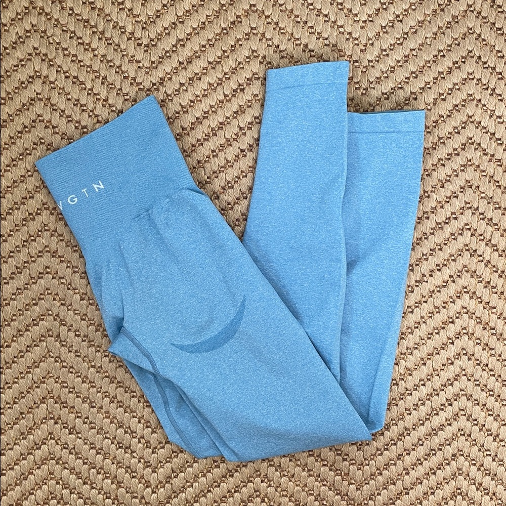 NVGTN - Classic Contour Seamless Athletic Leggings Heathered Light Blue - Small